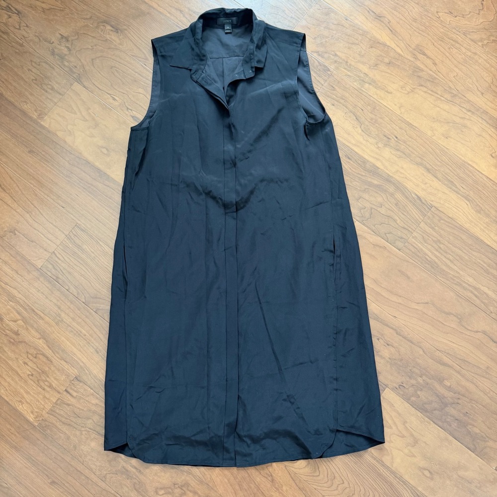 J.Crew Women's Black Shirt Dress Collared Button Down With Pockets Size Small